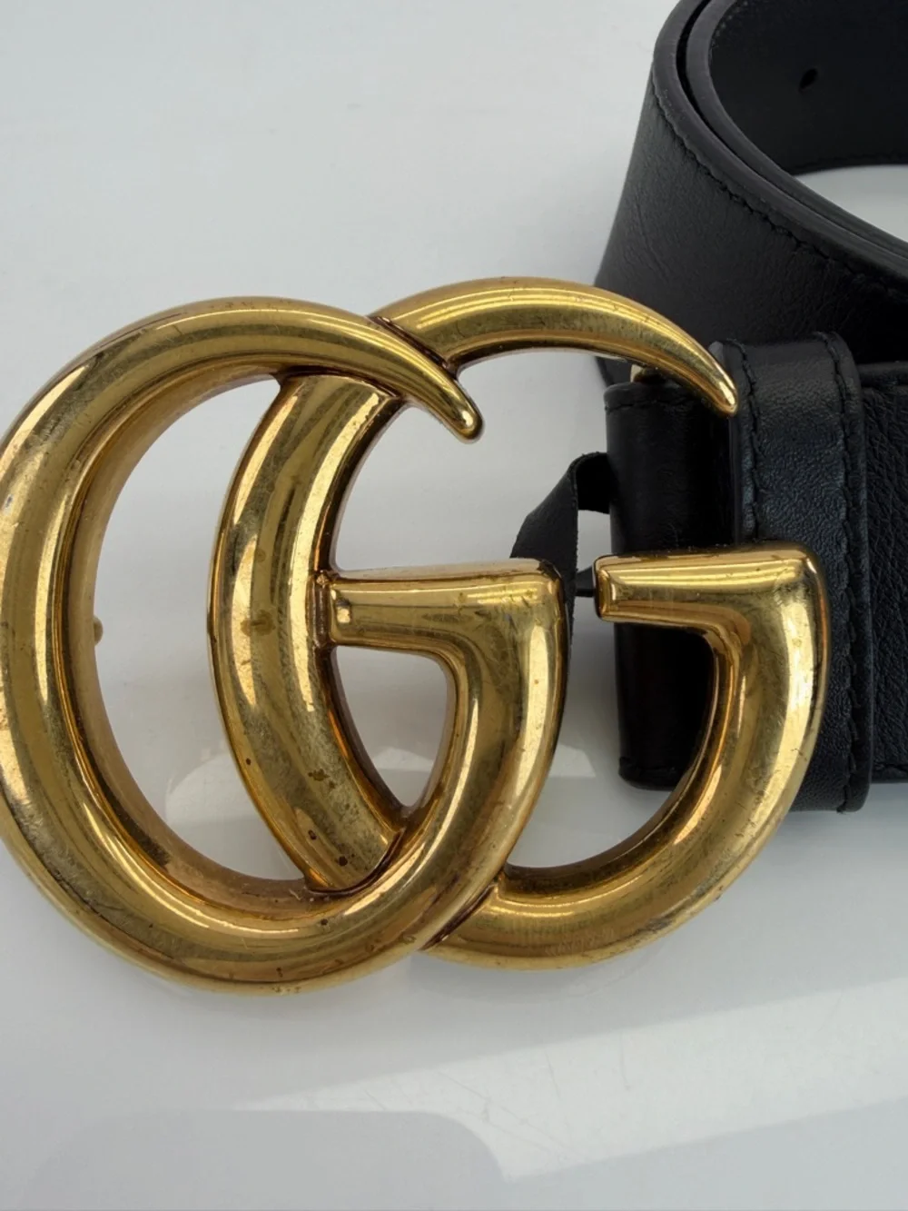 Gucci 2015 Re Edition Wide Leather Belt Gg Double Marmont Black 400593 75/30